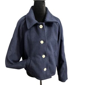 Women's Color Block Navy Pea Coat M